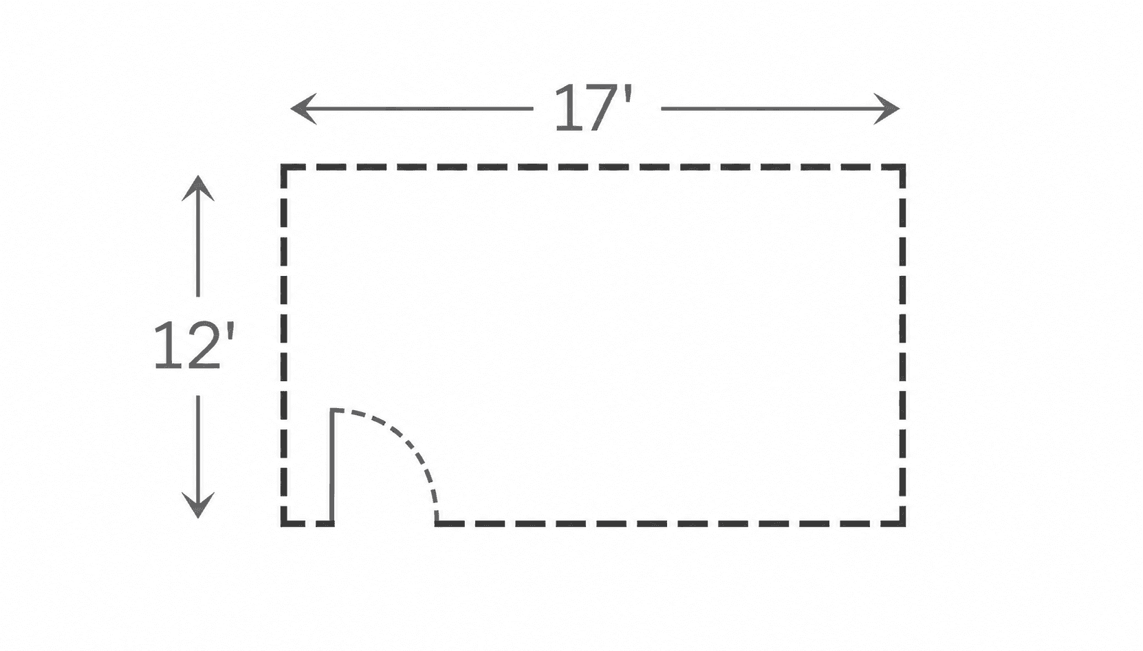 High-resolution 17 by 12 foot room outline